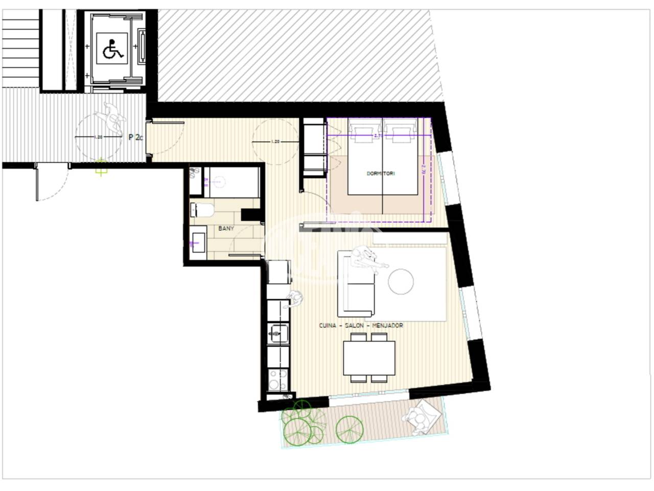 Piso de nueva construccion, de 51,12 m² con terraza de 15,53 m² y plaza de parking incluida.