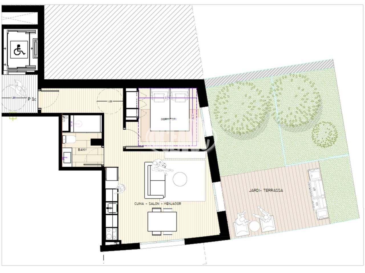 Planta Baja de nueva construccion, de 51,12 m² con jardín privado de 42,86 m² y plaza de parking incluida.